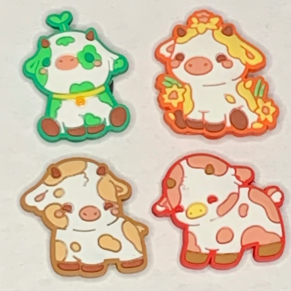Cute Cow Croc Charm Set